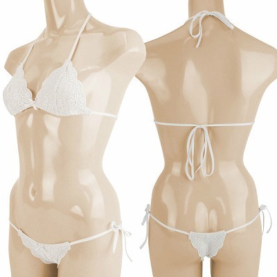 ストレッチフラワー総レースブラ&ショーツ ホワイト(ランジェリー)